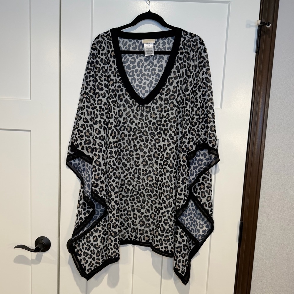 MICHAEL KORS Leopard Cheetah Caftan Cover-Up Beach Tunic Dress - Picture 3 of 6